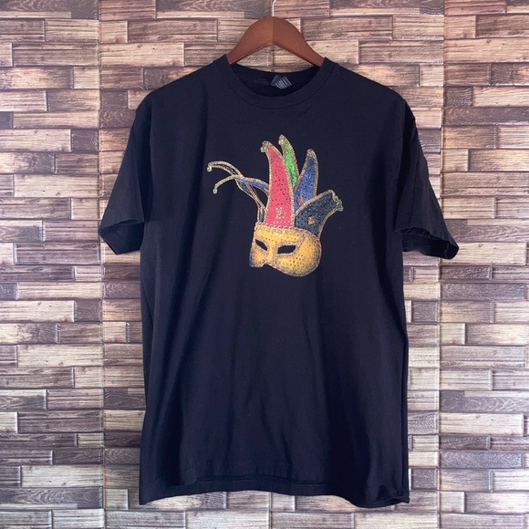 Unisex EUC Black Jim Beam Devils Cut Mardi Gras T Shirt Tultex XL - Picture 1 of 8